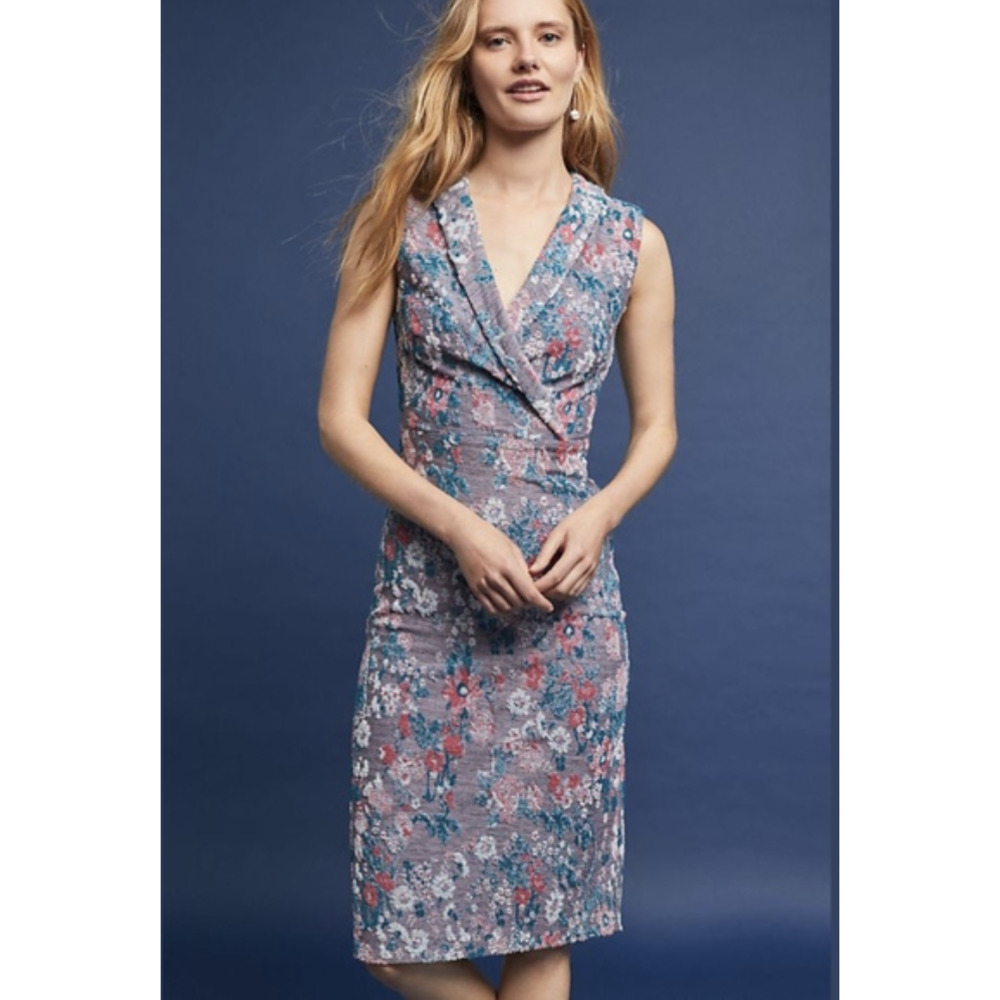 ANTHROPOLOGIE Maeve NWT Purple Sleeveless Jaquard Dress // 0